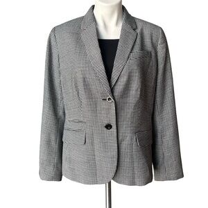 NWT, Talbots Wool Blend Houndstooth Check Blazer Jacket, Black and White, Sz 16